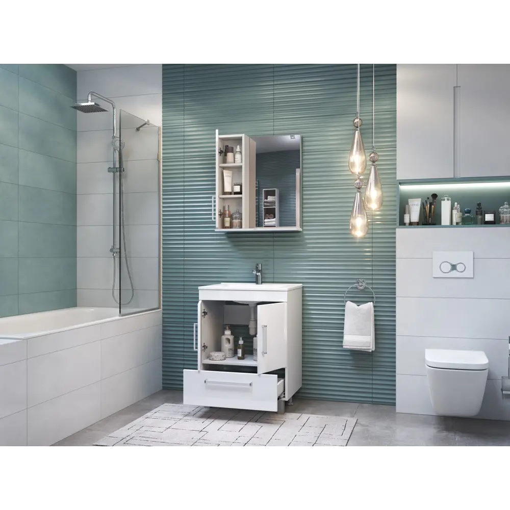 Тумба под раковину Vigo Eggo Квадро 60х46.2х80 см ламинированная ДСП цвет белый STLM-2103154 - Вид №7