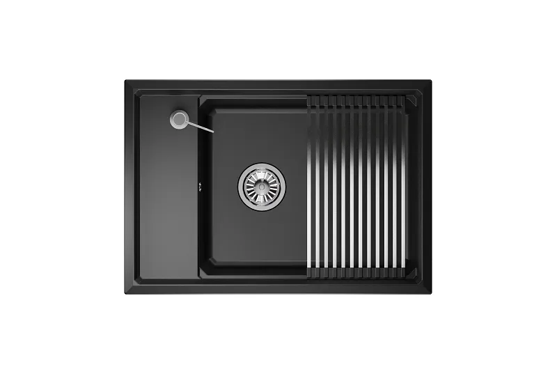 KS-7305, ШВАРЦ (чёрный металлик), кухонная мойка, кварц GRANULA 7305-ST320 - Вид №1
