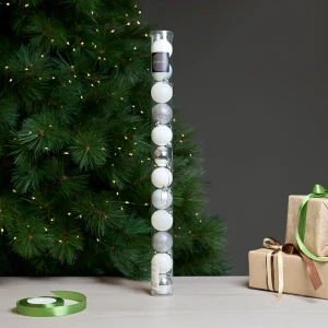 Набор новогодних шаров KREAFORTA серебристые с блестками 12 шт 89420567