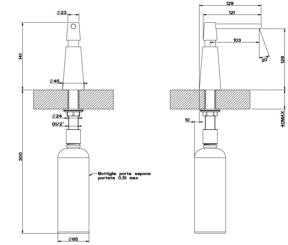 Латунный дозатор моющего средства Gessi Just ARCH-00038178 - Вид №2