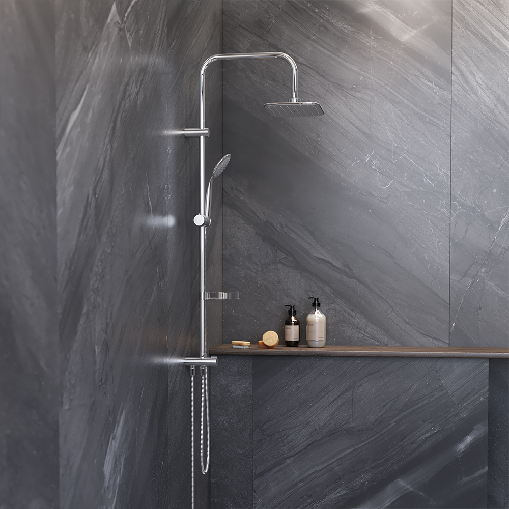 974200063 душ система: верх. душ 260*190 ручн. душ d 100 мм 1 режим переключатель шт Damixa Palace Evo  - Вид №7