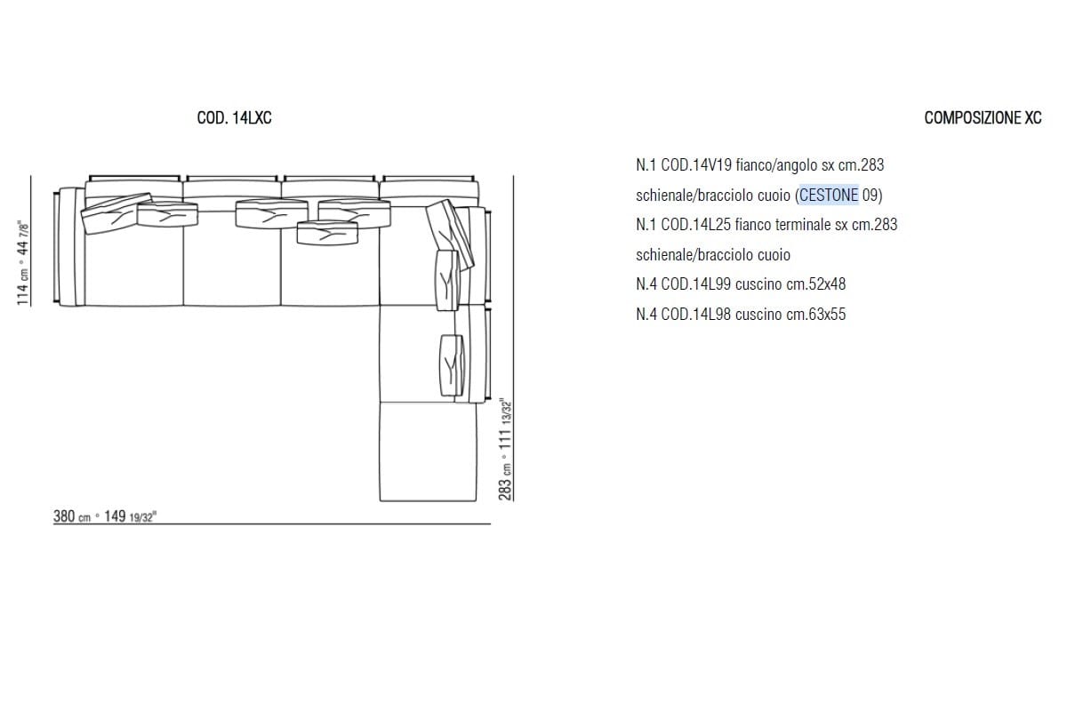 Секционный диван из ткани Flexform Cestone ARCH-00108396 - Вид №4