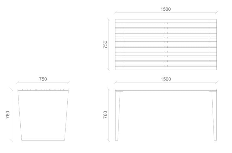Прямоугольный стальной стол для общественных мест LAB23 Мэрилин ARCH-00045257 - Вид №5