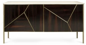 JOSÉ LEITE DE CASTRO Комод из черного дерева и мрамора с распашными дверцами