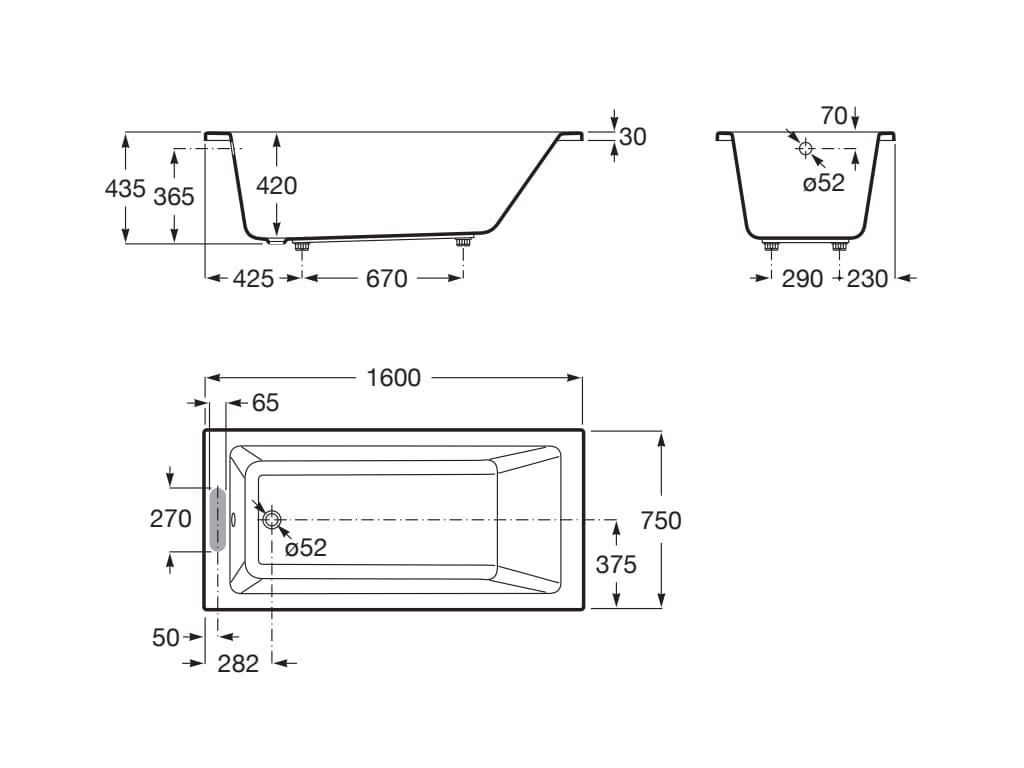 Утопленная акриловая прямоугольная ванна Roca VYTHOS 2485 / 2486 ARCH-00119064 - Вид №13