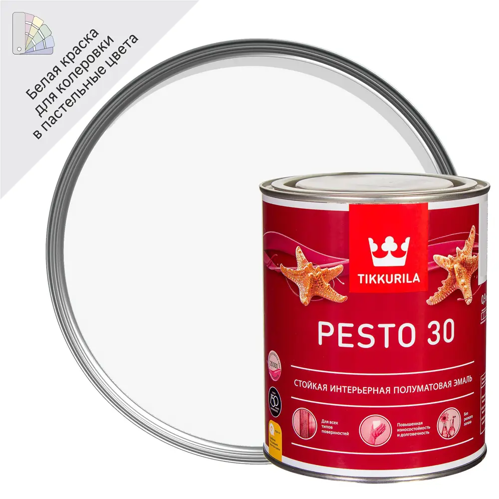 Эмаль Tikkurila Pesto 30 - универсальная полуматовая для интерьера и экстерьера 11690713