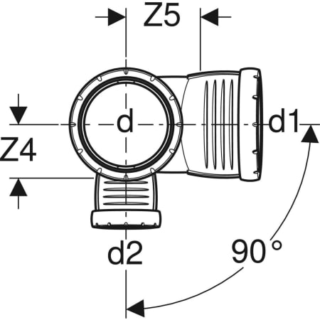 393.578.14.1 Крестовина двухплоскостная комбинированная Geberit Silent-Pro 87,5°, левая Geberit  - Вид №2