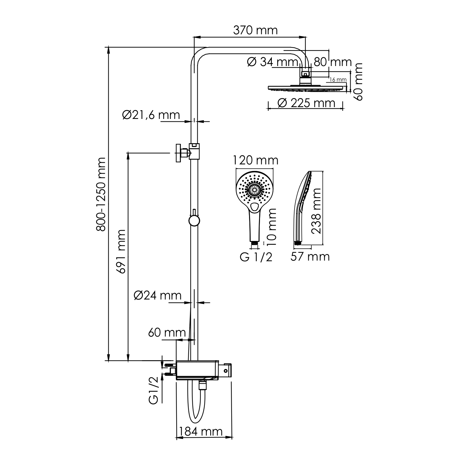 A113.067.101.CH Thermo Душевой комплект с термостатическим смесителем WasserKRAFT  - Вид №1