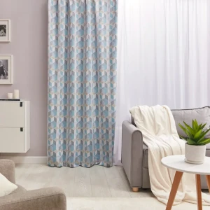 Штора на ленте Футуризм 145x260 см цвет голубой