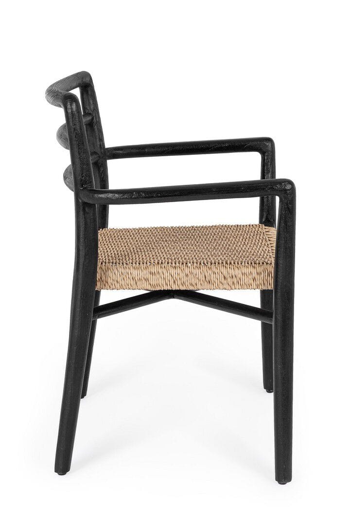 Штабелируемый садовый стул из тикового дерева с сиденьем из синтетического волокна BIZZOTTO LETICIA ARCH-00001024 - Вид №3