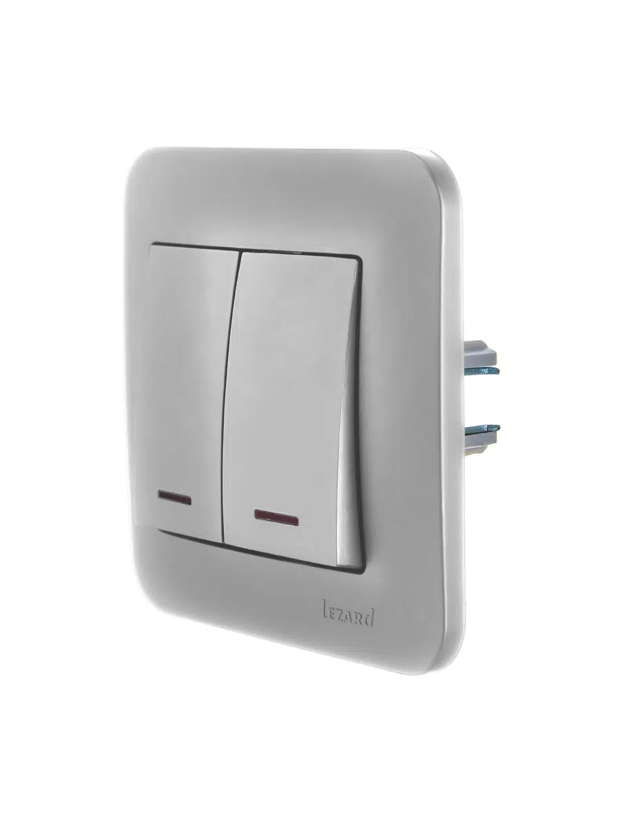 ASTI Выключатель двойной с подсветкой платина LEZARD 7081-3535-112