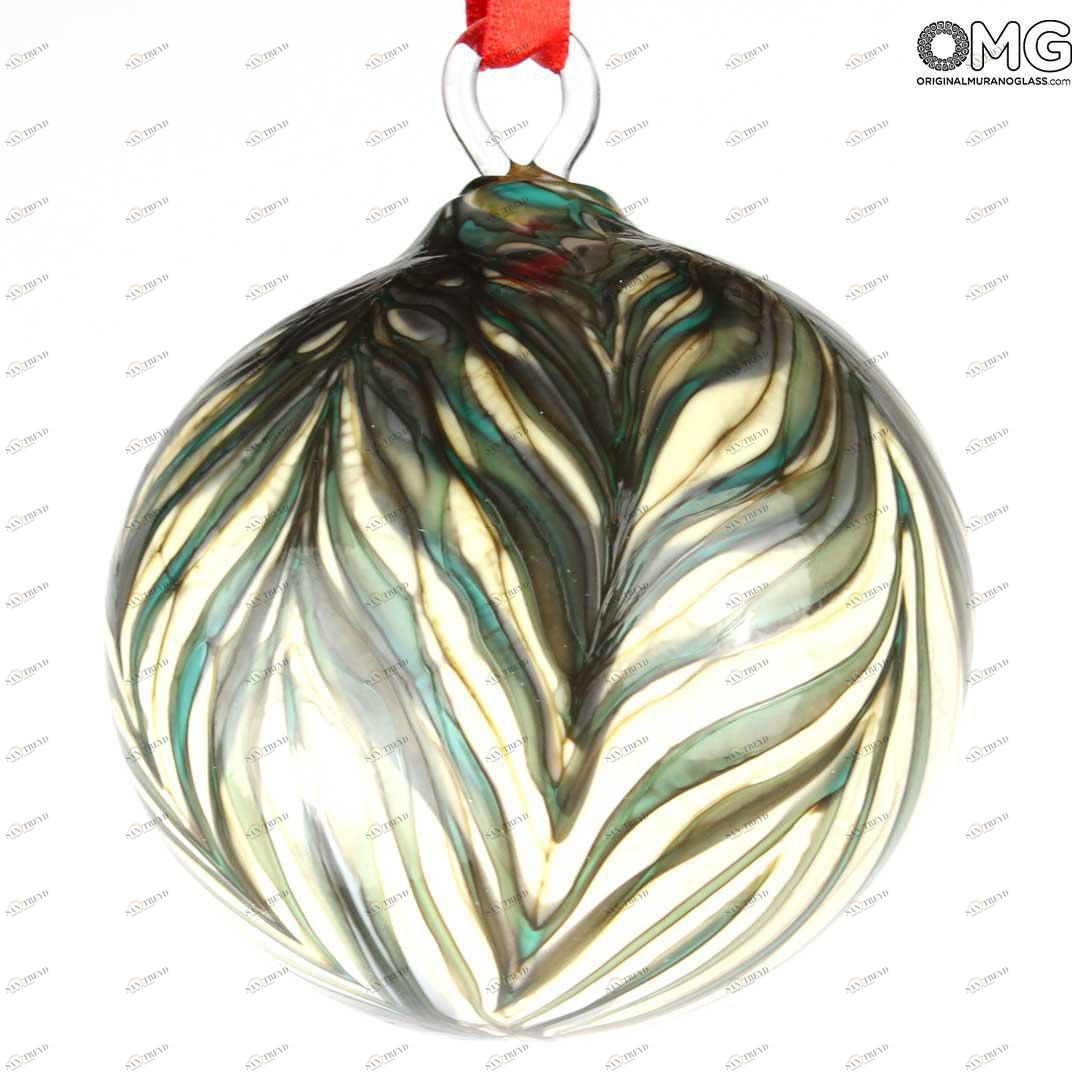 3684 ORIGINALMURANOGLASS Зелёный ёлочный шар - муранское стекло OMG 7 см 