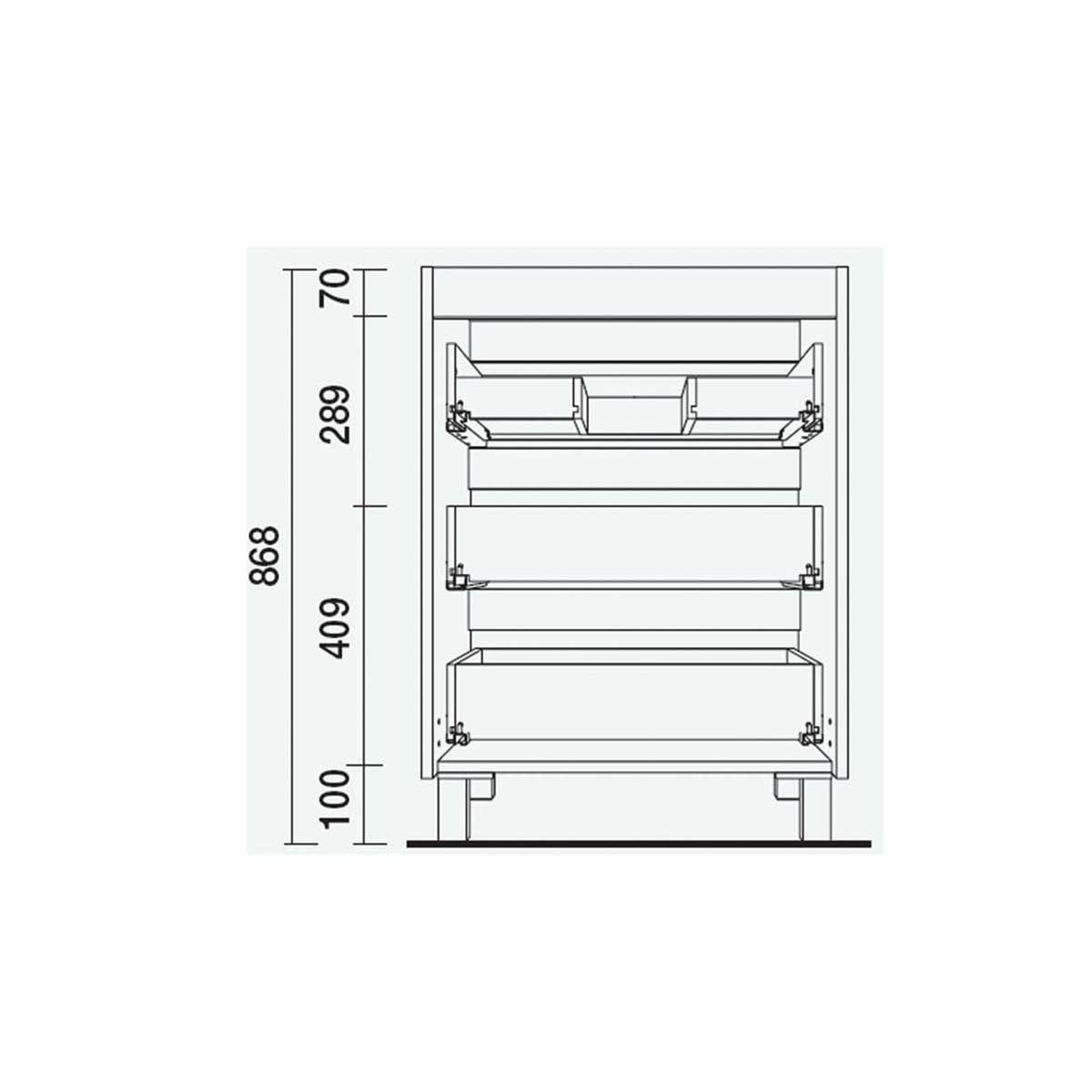 26567 SALGAR Мебель для умывальника FUSSION LINE 900 3 ящика GLOSS WHITE 897 x 868 x 450 мм Глянцевый белый - Вид №3
