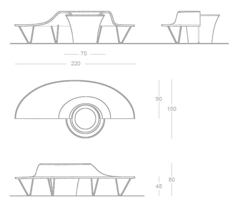 Реконструированная каменная изогнутая скамья со спинкой со встроенной плантатором Viscio Urban Design DUNA ARCH-00070983 - Вид №6