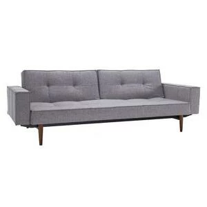 Диван Splitback с мягкими подлокотниками Sharp и ножками Styletto из темного дерева, серый