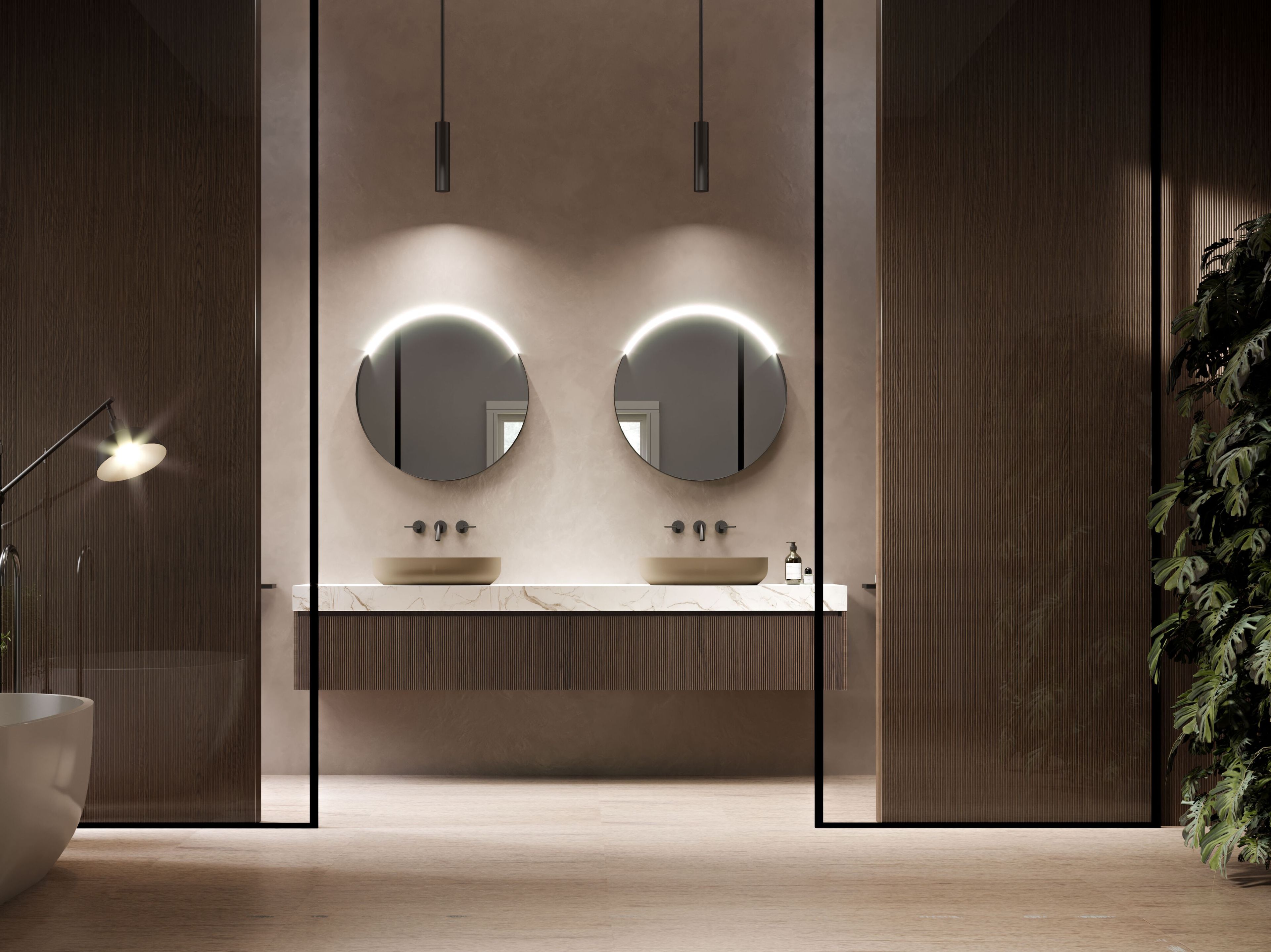 Двойной подвесной умывальник с ящиками Mobiltesino Millerighe Color ARCH-00141599