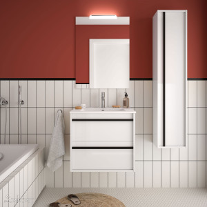 84936 SALGAR Комплект мебели для ванной ATTILA 600 WHITE GLOSS LACQUERED + Раковина + Зеркало + Свет Глянцевый белый