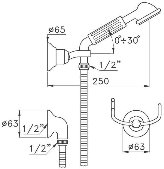 RUBINETTERIE STELLA Ручной душ с подставкой Italica It03115 - Вид №1