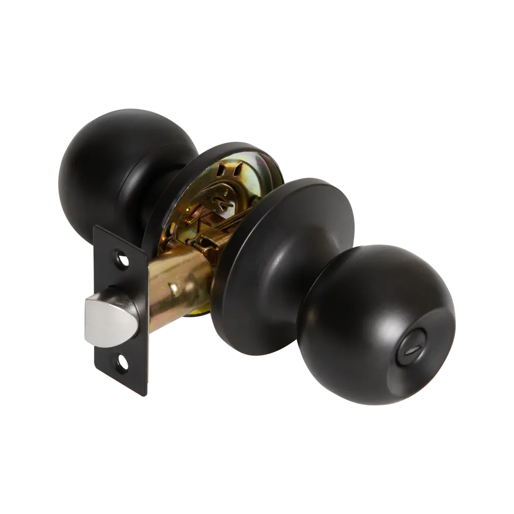 ФАБРИКА ЗАМКОВ Ручка-кноб 6073 черная с фиксатором для межкомнатных дверей 89347009 STLM-1502800 - Вид №1