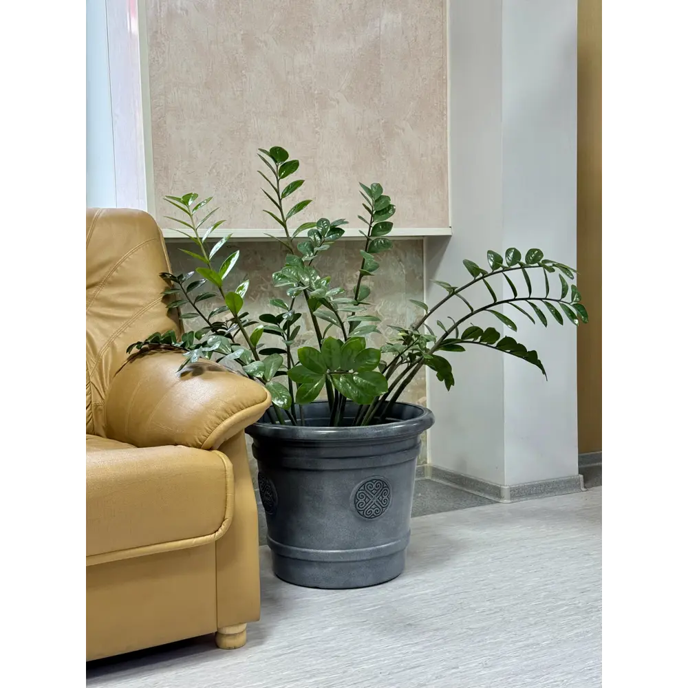 Горшок-кашпо цветочный Тек.А.Тек Medallion ø50 h40 см v40 л пластик серый STLM-2059498 - Вид №3