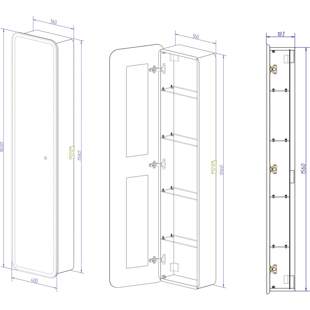 Зеркальный шкаф Santreyd Elmer 40×160 см с LED-подсветкой для ванной 83127336 STLM-0039199 - Вид №17