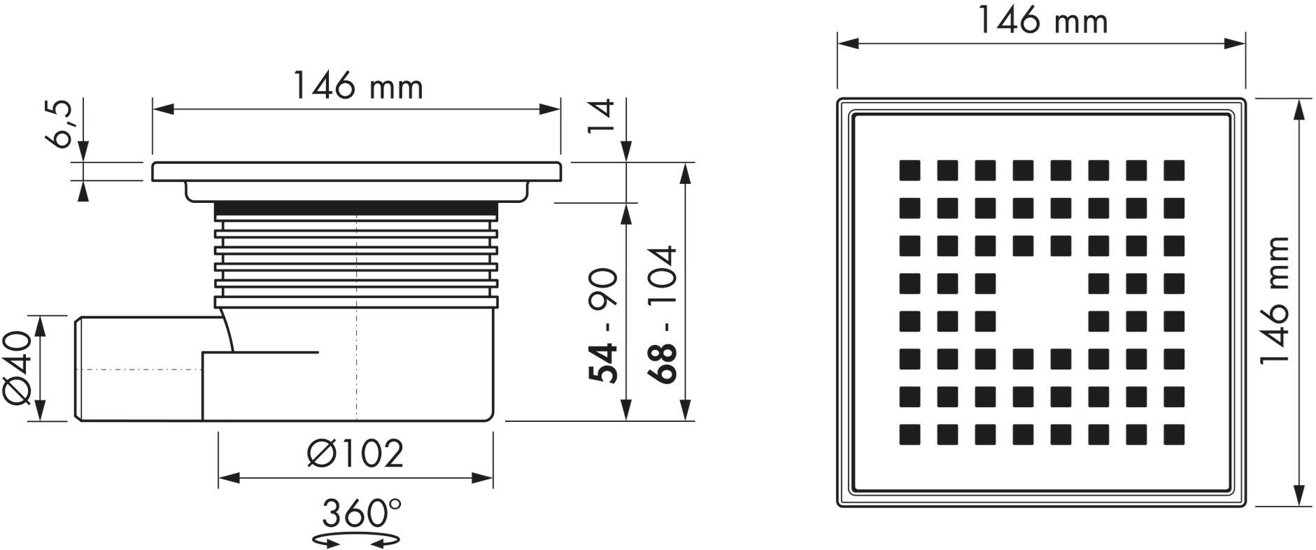 ESS Easy Drain Трап для душа из нержавеющей стали Aqua Aquaplusw15x15-msi6 - Вид №4