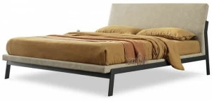 ZANETTE Двуспальная кровать из кожи с обитым изголовьем