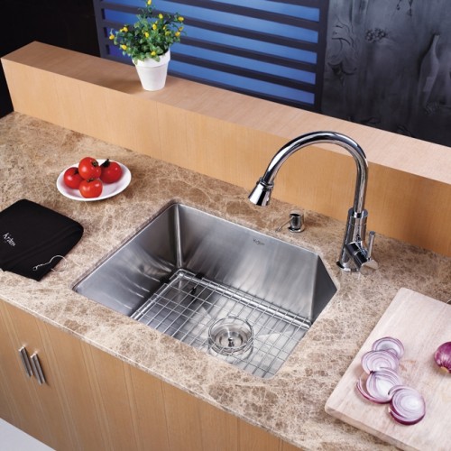 KHU121-23-KPF2220CH-KSD33CH Накладная раковина на столешницу  прямоугольная Krausru  - Вид №1