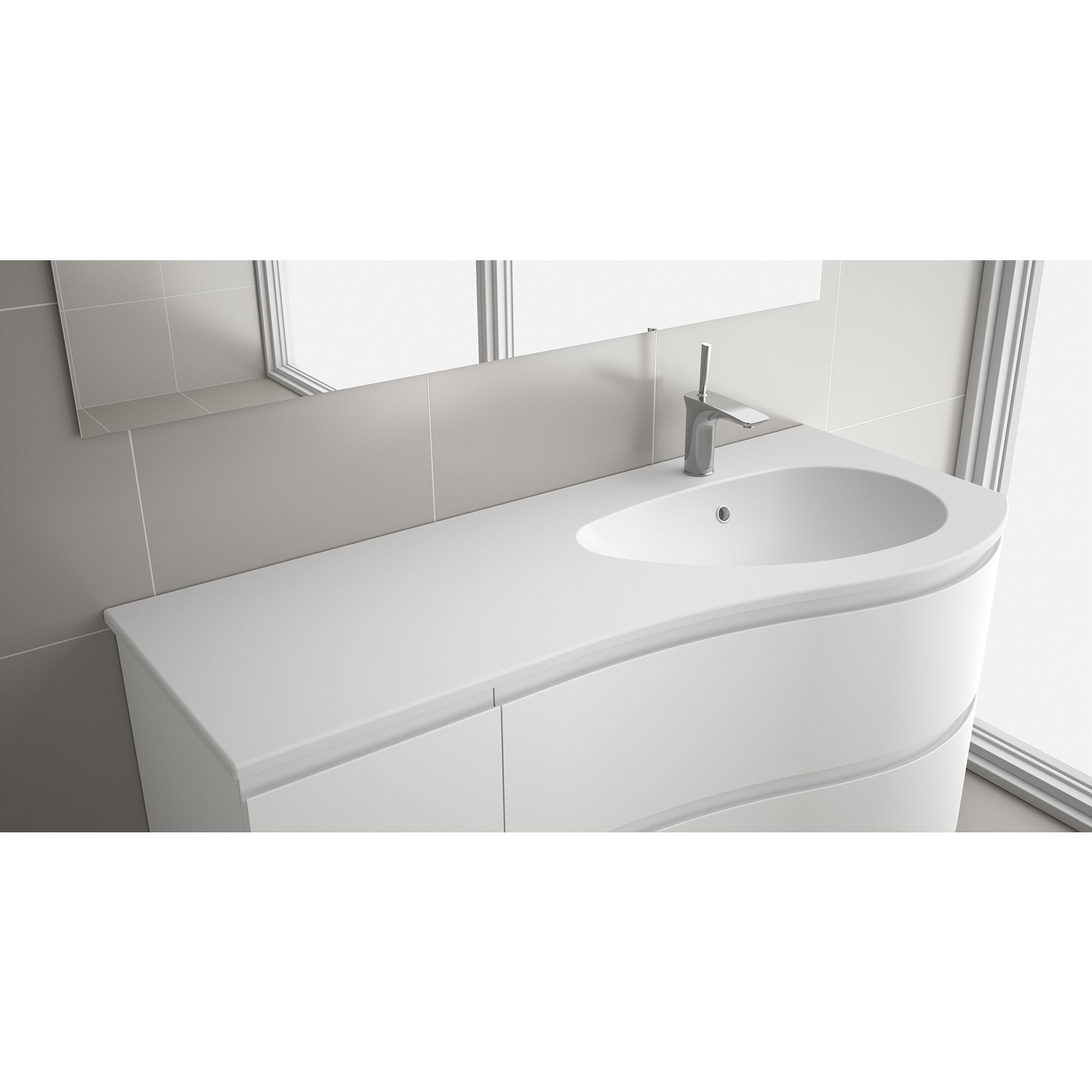 83948 SALGAR Раковина MAM 1200 Емкость для хранения слева МАТОВАЯ БЕЛАЯ МИНЕРАЛЬНАЯ загрузка без сифона и отходов 1210 x 16 x 510 мм 