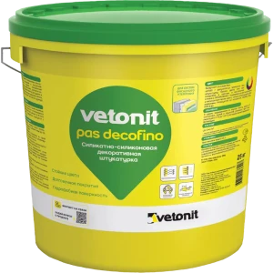 Декоративная штукатурка Vetonit ПАС Декофино силикатно-силиконовая 1.0 мм "шуба" база 100А белая 25кг