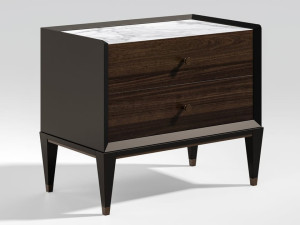 Прямоугольная тумбочка из дерева и мрамора