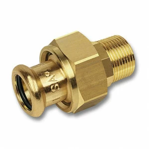183331534 SANHA 8333G пресс-фитинг, бронза, сгон ВПр-НР с плоск.упл. 15x3/4 мм