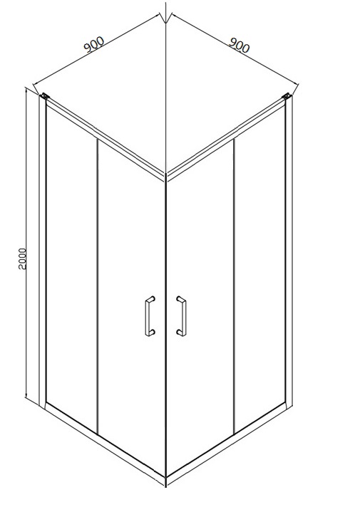 Душевое ограждение (без поддона), две раздвижные двери LINE BS090.2202A bravat - Вид №5