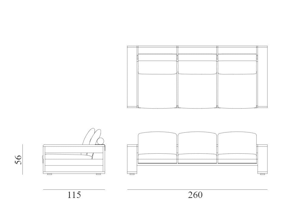 3-местный диван из красного дерева и ткани Exteta Bellagio ARCH-00110556 - Вид №13