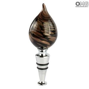 1916 ORIGINALMURANOGLASS Бутылочная пробка Чёрный авантюрин - муранское стекло  см