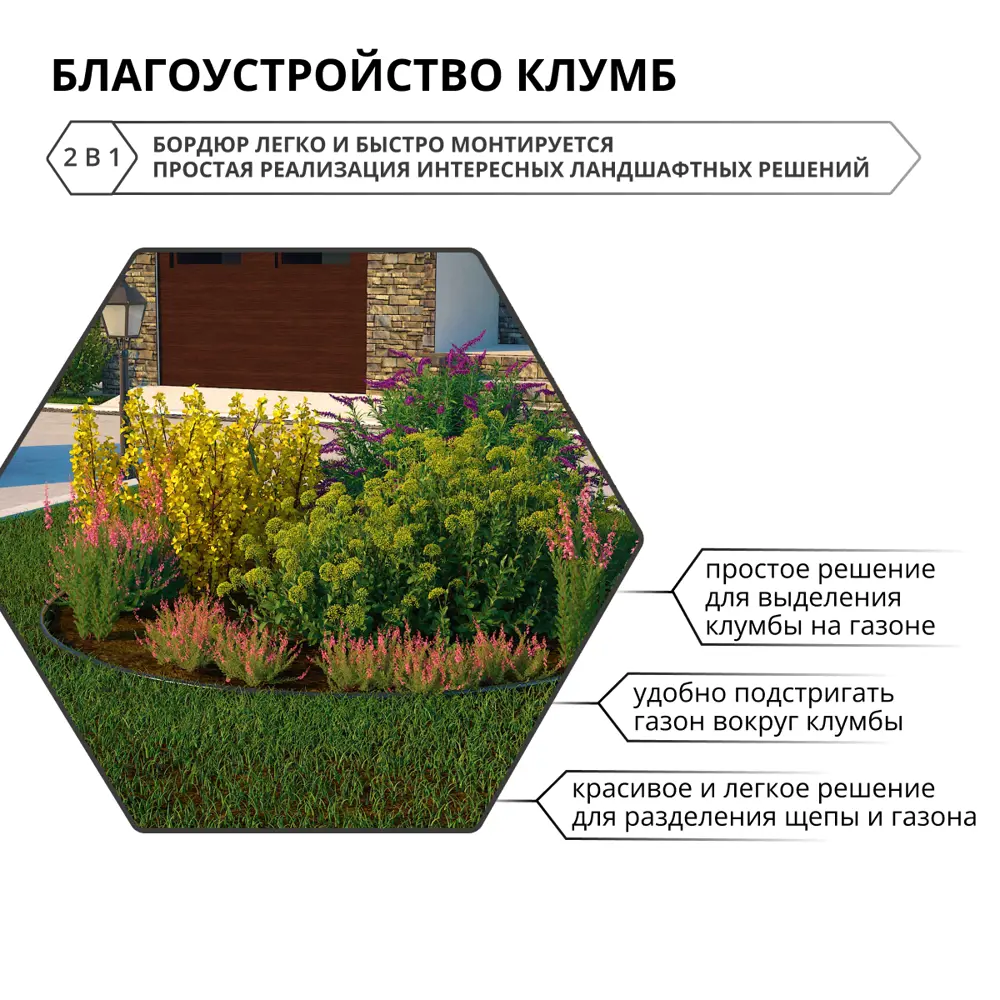 Бордюрная лента Gidrolica 1000 см h15 см цвет зеленый Santreyd STLM-2187052 - Вид №2