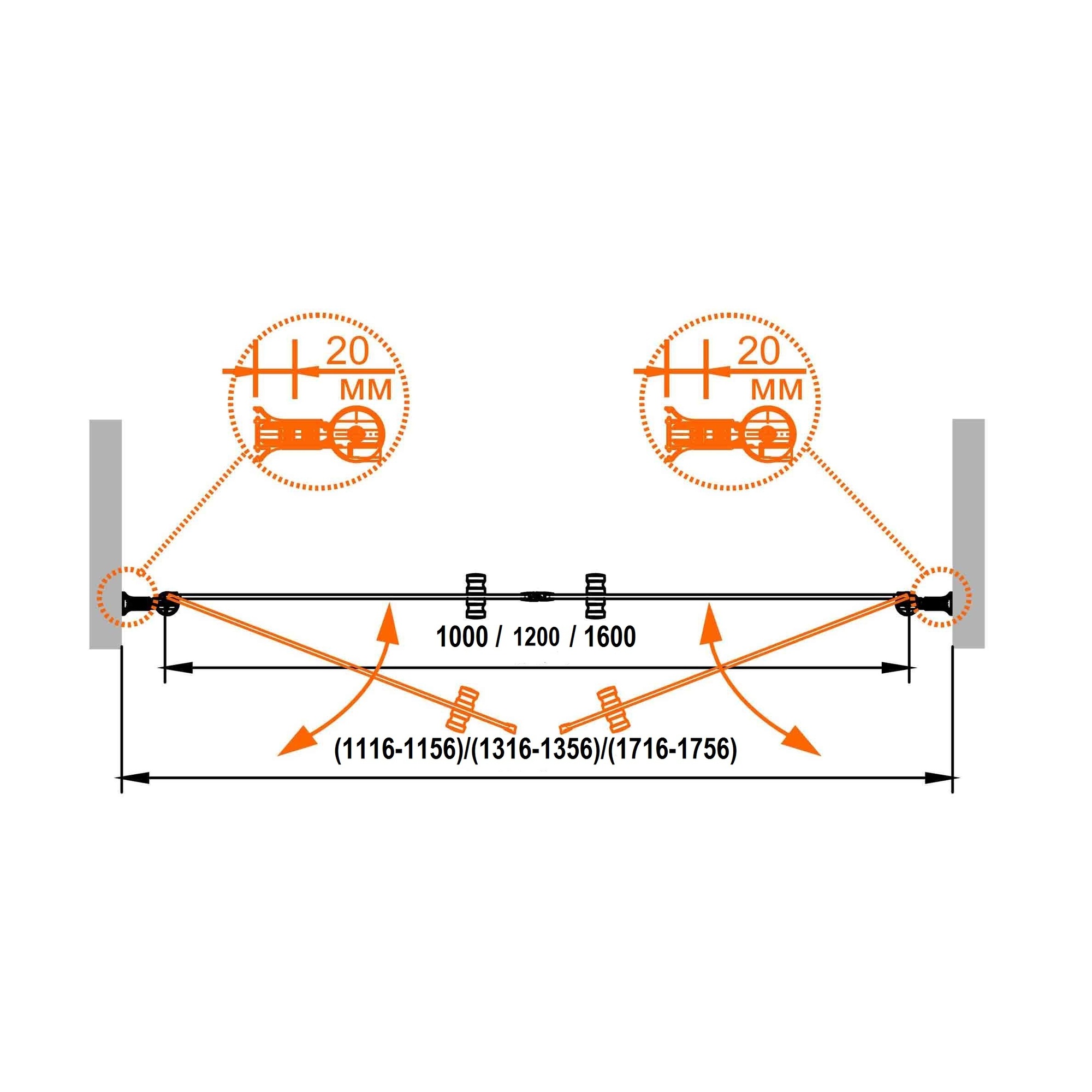 Душевая дверь в нишу CEZARES ROYAL PALACE-A-B-2-115-C-Br - Вид №1