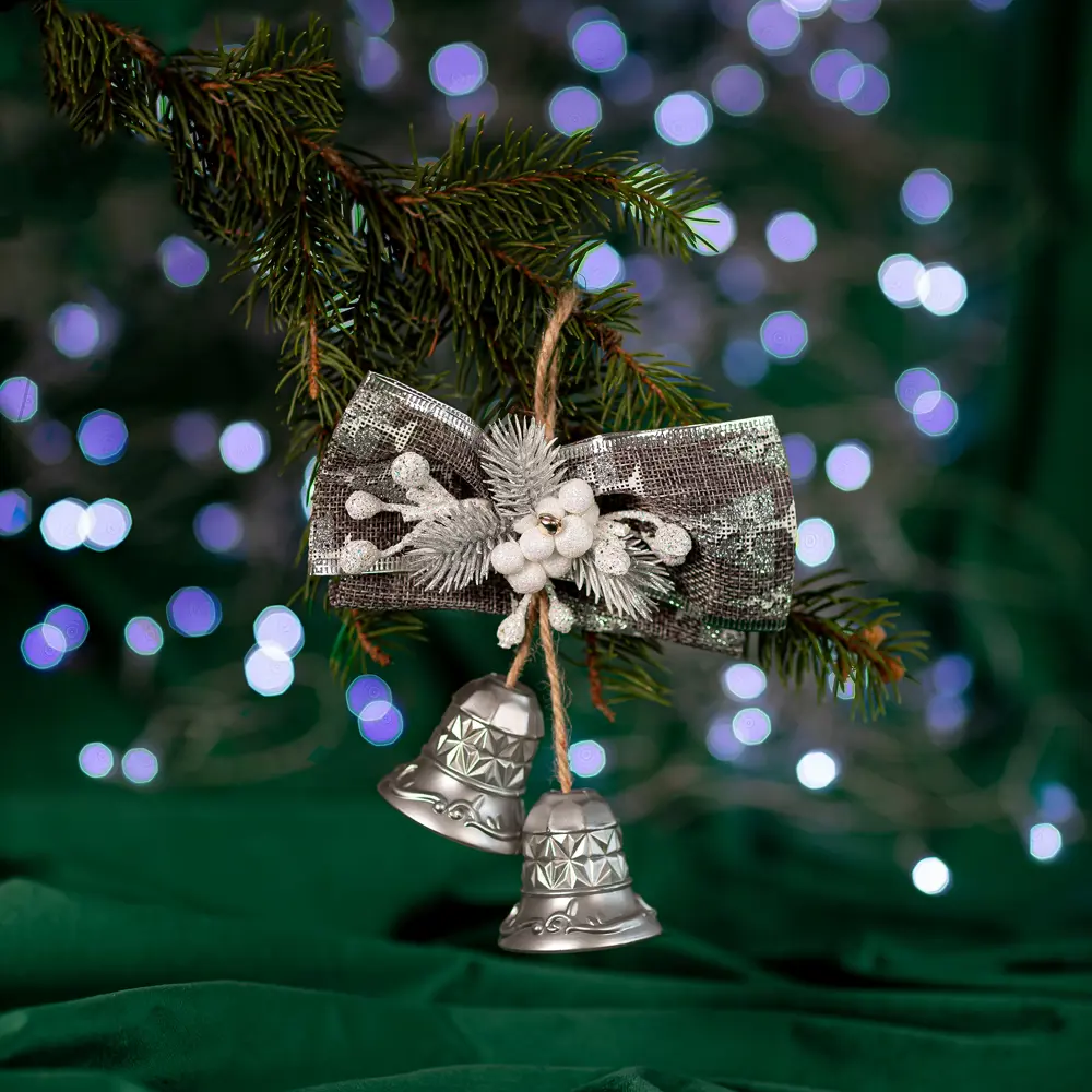 88458711 Новогоднее украшение Колокольчики 15x13 см цвет серебро STLM-0951385