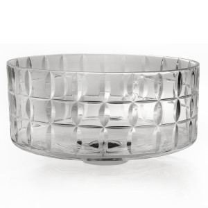 CBBOT 3SC Умывальник из хрусталя 24% Pbo, выгравированный полностью вручную. Надрезы имеют рисунок в виде горизонтальных линий, прерываемых полыми оживами, образующими неправильные квадраты. Размеры: Диаметр см. 36 — ч. см. 16 Умывальник поставляется с ла