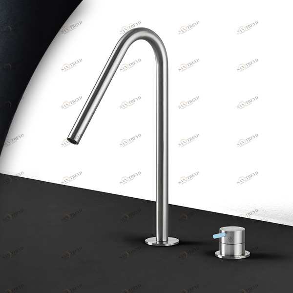 Смеситель для раковины сталь матовая с голубой ручкой Toki Radomonte TKI31SCIL27