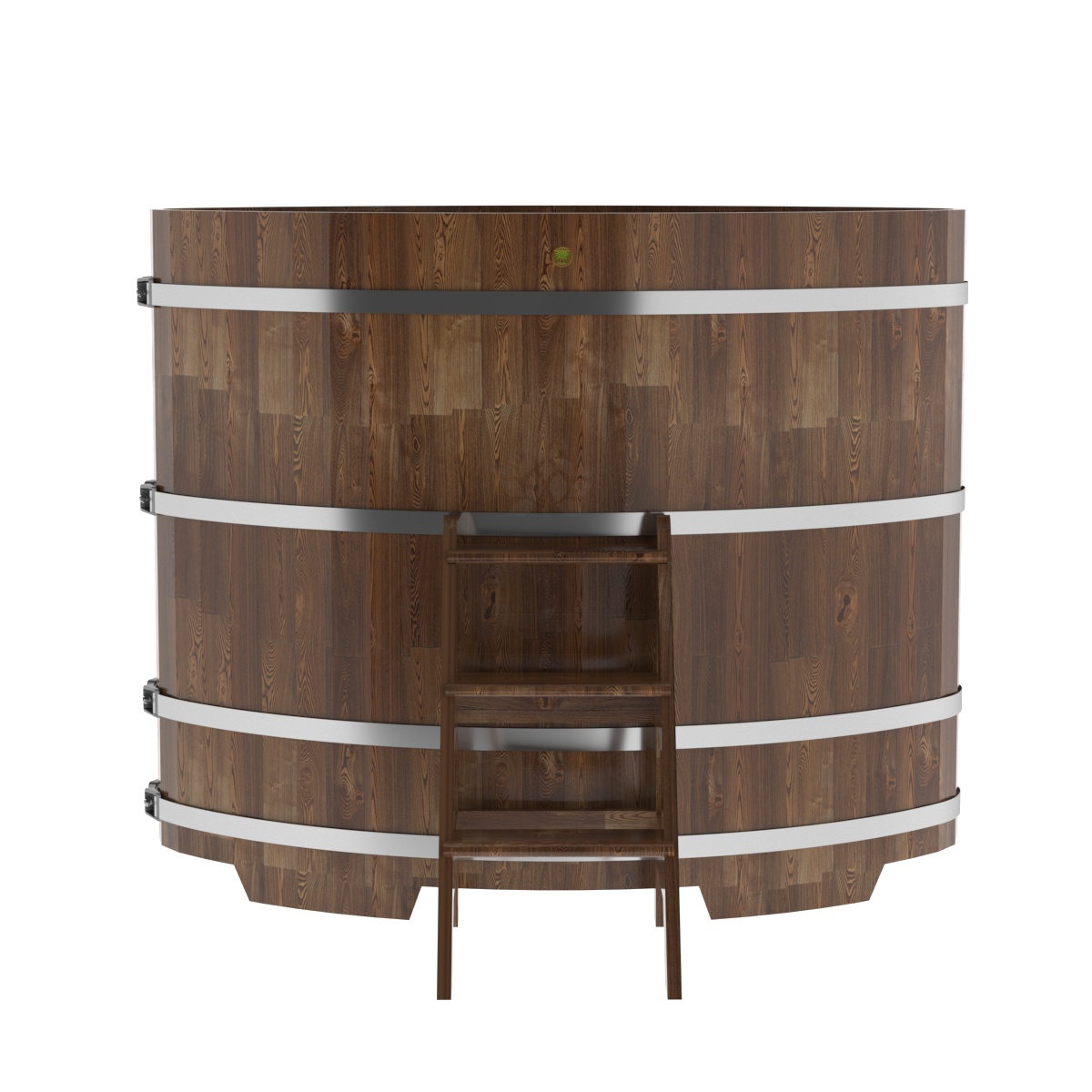 1535 Купель овальная из сращенных ламелей лиственницы 1,02х1,68х1,4 морёная Alyarus  - Вид №3