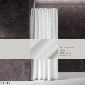 DV-EMMA200-210-EM60 Занавеска для душа emma серебристо-серая, длина 200 см, ширина 210 см. PHOS
