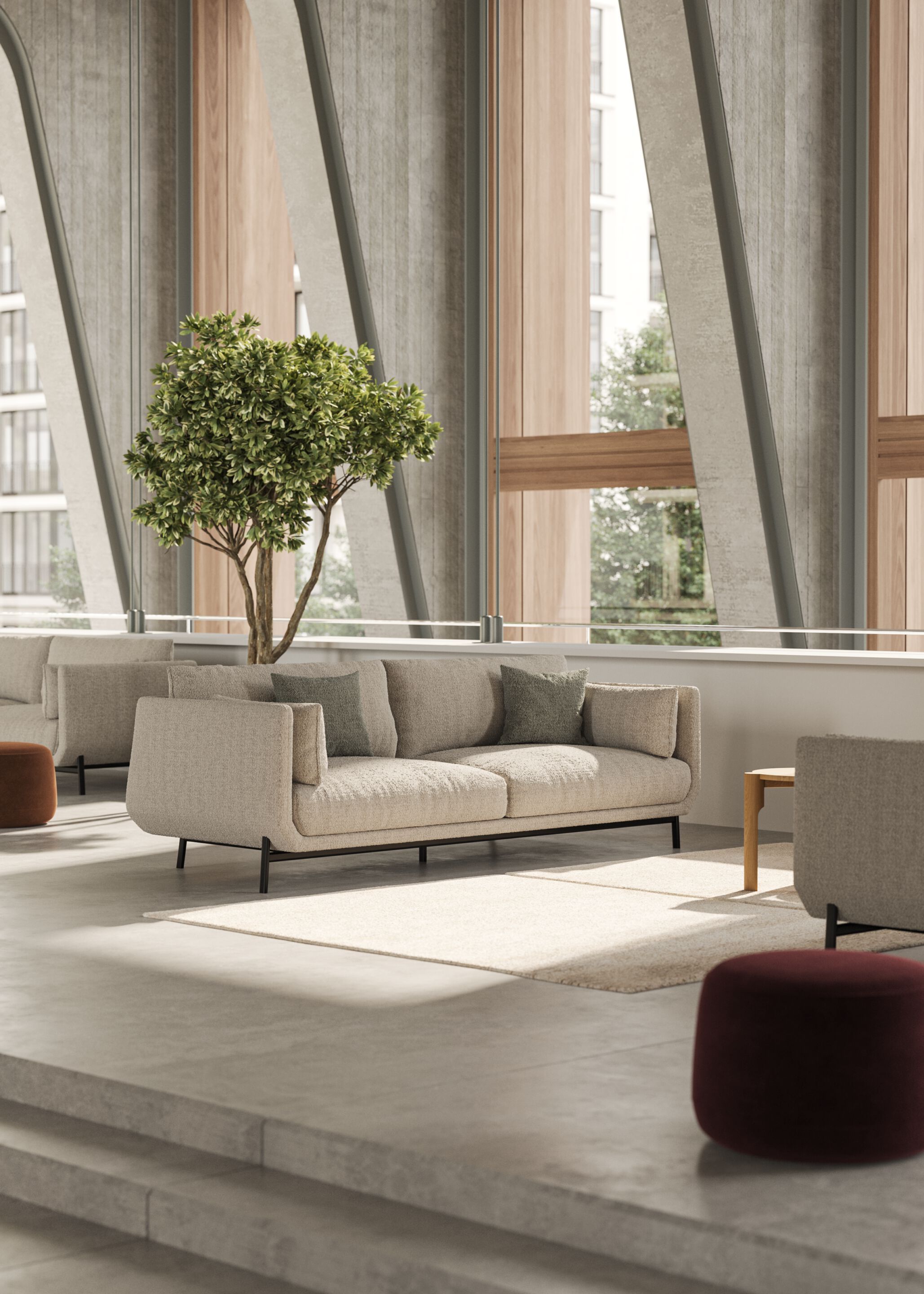 4-местный тканевый линейный диван Omelette Editions MUST ARCH-00138376 - Вид №1