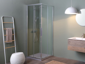 Угловая душевая кабина с раздвижной дверью