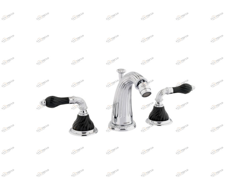 233521.NSL0.50 Биде с тремя отверстиями из крученого фарфора черного цвета Яркий хром Mestre Artica