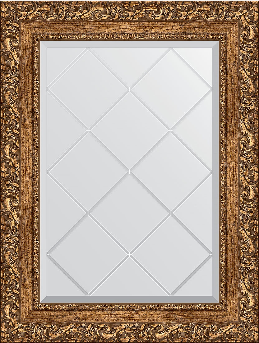 BY 4013 Зеркало с гравировкой в багетной раме - виньетка бронзовая 85 mm EVOFORM Exclusive-G