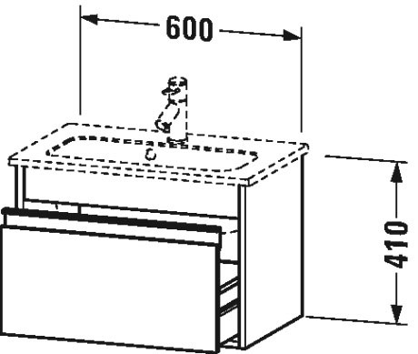 KT642207575 Тумбочка подвесная компакт Ketho #KT6422 600 x 385 мм Лен, декор Duravit - Вид №1