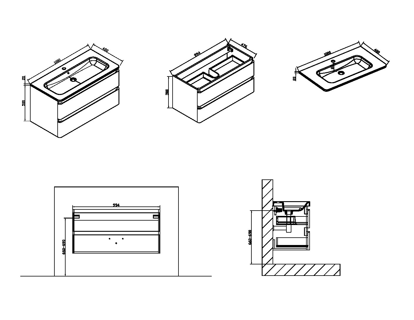 VMC-1A100WO База под раковину Vincea Alba Santreyd - Вид №2