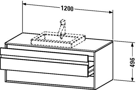 KT675607575 Тумбочка подвесная Ketho #KT6756 1200 x 550 мм Лен, декор Duravit - Вид №1