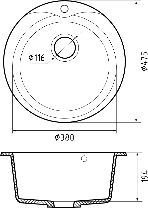 Кухонная мойка Искусственный камень RONDO S655 GranFest R-480-S655 - Вид №1